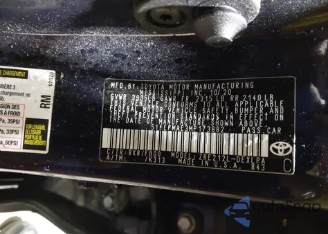 2021 Toyota Corolla Le z USA, uszkodzony, nr VIN 5YFEPMAE3MP173882